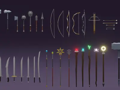 Low Poly Medieval Weapons Low-poly 3D model purchase