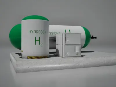 Green hydrogen energy h2 tank Low-poly 3D model