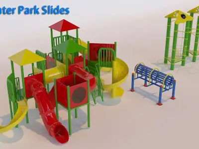 03 water park slides Low-poly 3D model