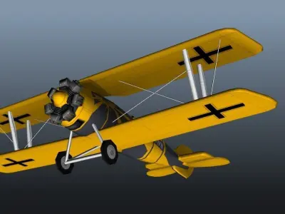 Biplane Low-poly 3D model purchase