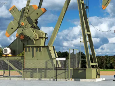Oil Pumpjack Rigged for Cinema 4D 3D model