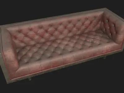 Baughman Style Walnut Encased sofa Low-poly 3D model