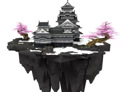 Japanese kingdom flying island 3D model