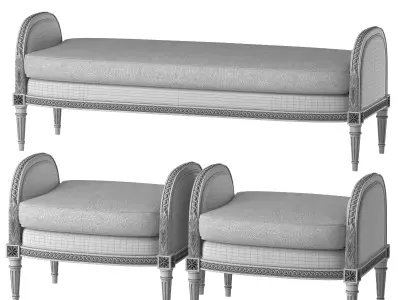 chairish french bench and pouf art 395 3D model