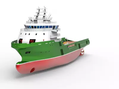 The Green Anchor Handling Tug Supply Low-poly 3D model