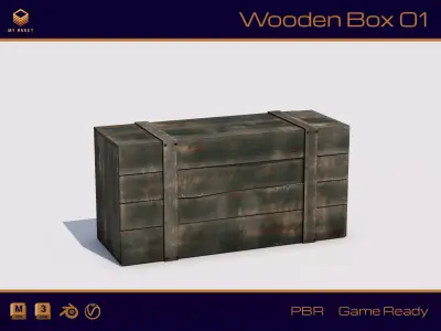 Wooden Box 01 Low-poly 3D model