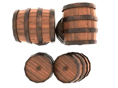 Wooden wine barrel Low-poly 3D model buy