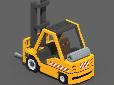Voxel Forklift Low-poly 3D model
