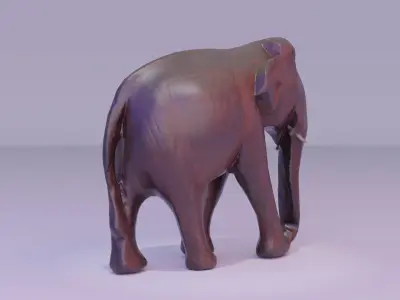 Elephant wood handmade sculpture 01 Low-poly 3D model