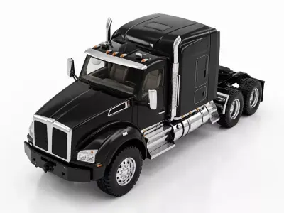 Heavy Duty Black Semi Truck Sleeper Cab 3D model