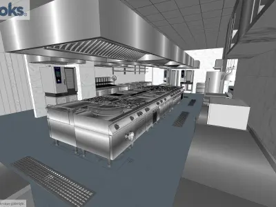 Casino Commercial Kitchen Bar Open Buffet and Cold Rooms 3D model