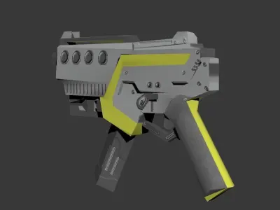 Low Poly  machine pistol Low-poly 3D model