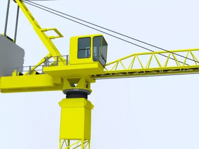 Rigged Luffing Crane  Tower Crane Low-poly 3D model