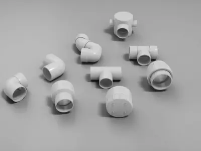 UPVC Pipe Fittings 3D Model Bundle 3D model
