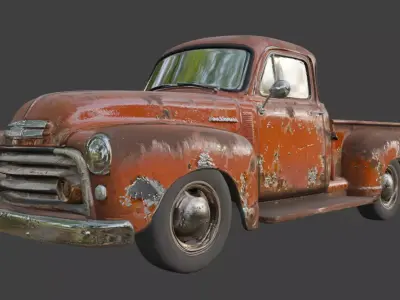 Vintage Rusty Pickup Truck 3D Model 3D model 26