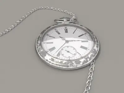 Pocket watch with chain 3D model