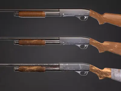 Shotgun Remington Model 31 in 3 types Free low-poly 3D model
