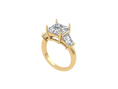  3 Stone Art Deco Ring 3D print model purchase