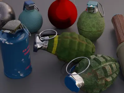 Granades Pack Free low-poly 3D model
