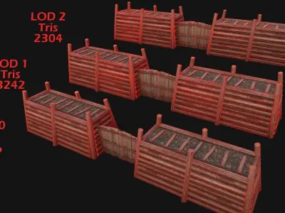 Castle Gate Chinese Japanese  Low-poly 3D model