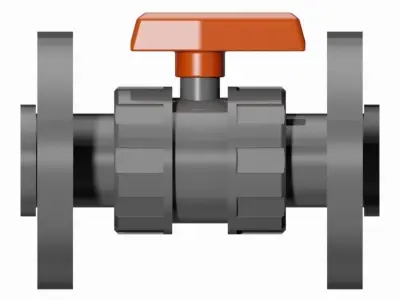 PVC Manual Ball Valves - DIN Flanged Ends Free 3D model