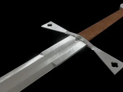 Gallowglass Irish Medieval Sword Low-poly 3D model