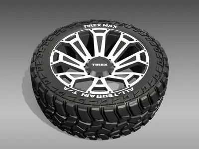All Terrain Tire and Rim 3D model