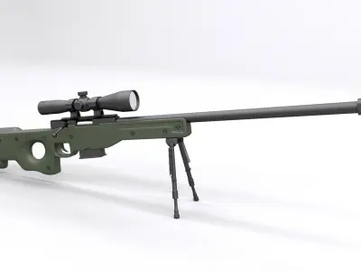 AWP Sniper Rifle Lowpoly Low-poly 3D model