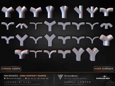 30 Hard Surface IMM Y Shapes Low-poly 3D model