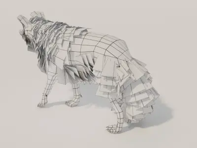 Brown Wolf Animated game ready with fur Low-poly 3D model