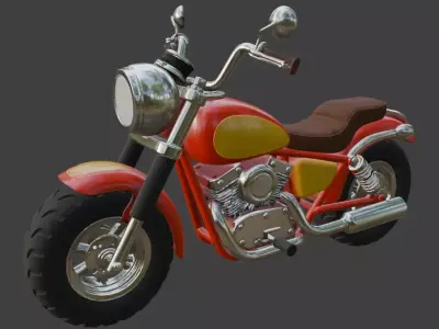 Cartoon Red Motorcycle 3D Model 3D model