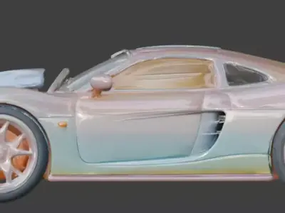 3D CUSTOM SPORTS CAR WITH GRADIENT PASTEL AND EASTER THEME Low-poly 3D model