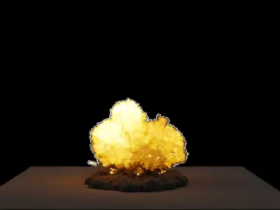 Fuel Explosion With Debris Simulation VDB Low-poly 3D model
