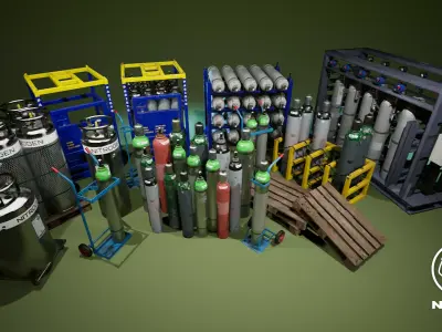Ultimate Gas Cylinder Pack for UE Low-poly 3D model