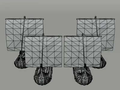 Cartoon ships drakar Polygonal Style Low-poly 3D model