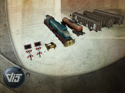 Train collection Low-poly 3D model