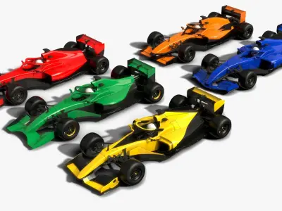 Generic Formula Race Cars Collection 3D model