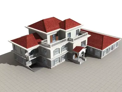 Villa house with roof 3D model buy
