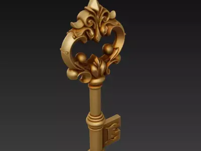 Antique Baroque Key - Royal Relic Sculpture 3D Model 3D print model