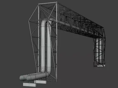 Pipeline bridge chrome 3D model