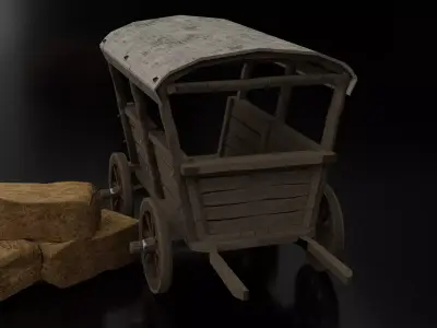 Wooden Cart Free 3D model purchase