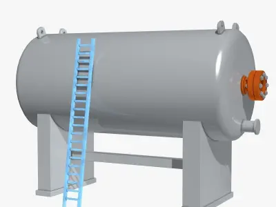 Industrial Boiler with Blue Ladder 3D model