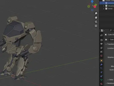 Mecha - Realistic Machine Gun Robot  Fully Rigged  Game-Ready 3D model