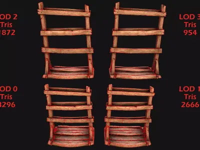 Medieval Weapon Rack with Axes Furniture Environment Low-poly 3D model