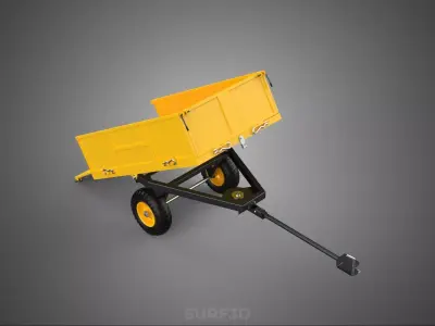 HEAVY DUTY TIPPING DUMP TRAILER CARGO CART WAGON TRACTOR VEHICLE 3D model