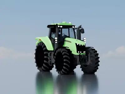 Modern Agricultural Tractor 3D Model  Low-poly 3D model
