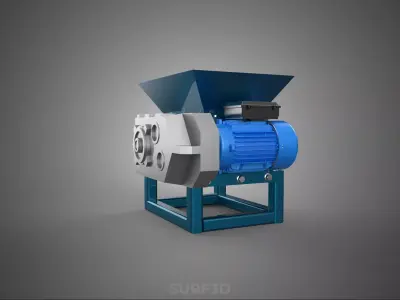 HOPPER SHARP INTERLOCKING ROTARY BLADE SHREDDER CRUSHER MACHINE 3D model