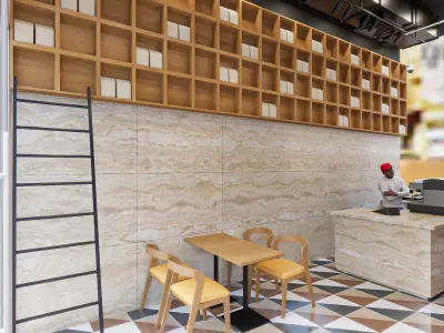 Small Modern Coffee Shop Interior  3ds Max  V Ray Scene 3D model