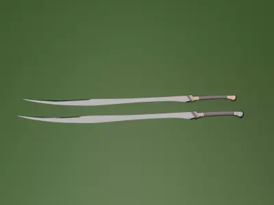 Game Ready Elven Swords Pack 4K PBR Textures High Poly and Baked Low-poly 3D model