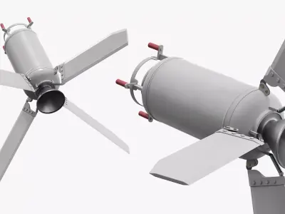 Missile Engine Section with Stabilizer Fins 3D model